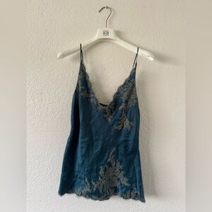 Carine Gilson Silk Top with Lace Details